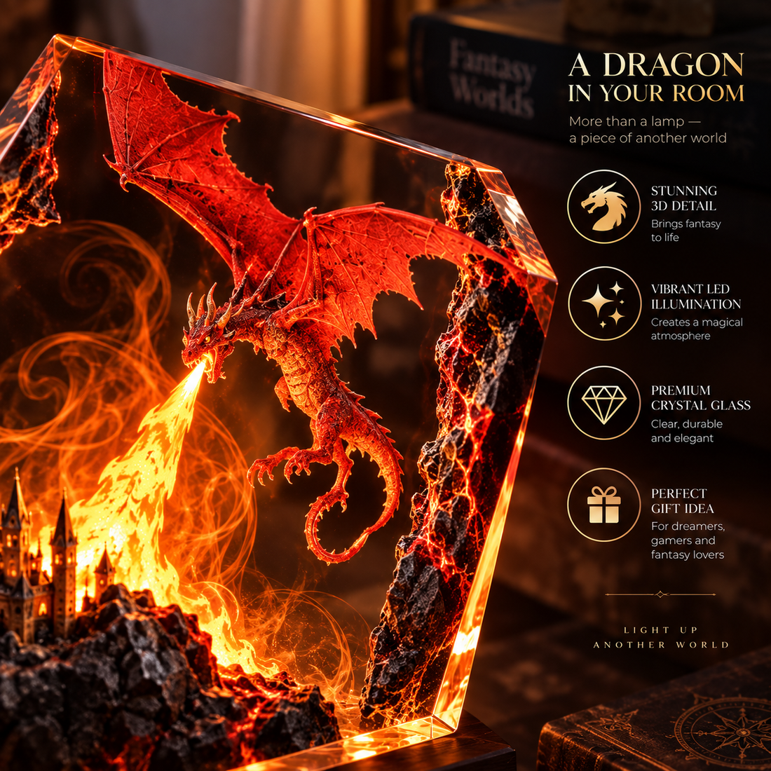 Fire Dragon Halloween Lamp by Linello