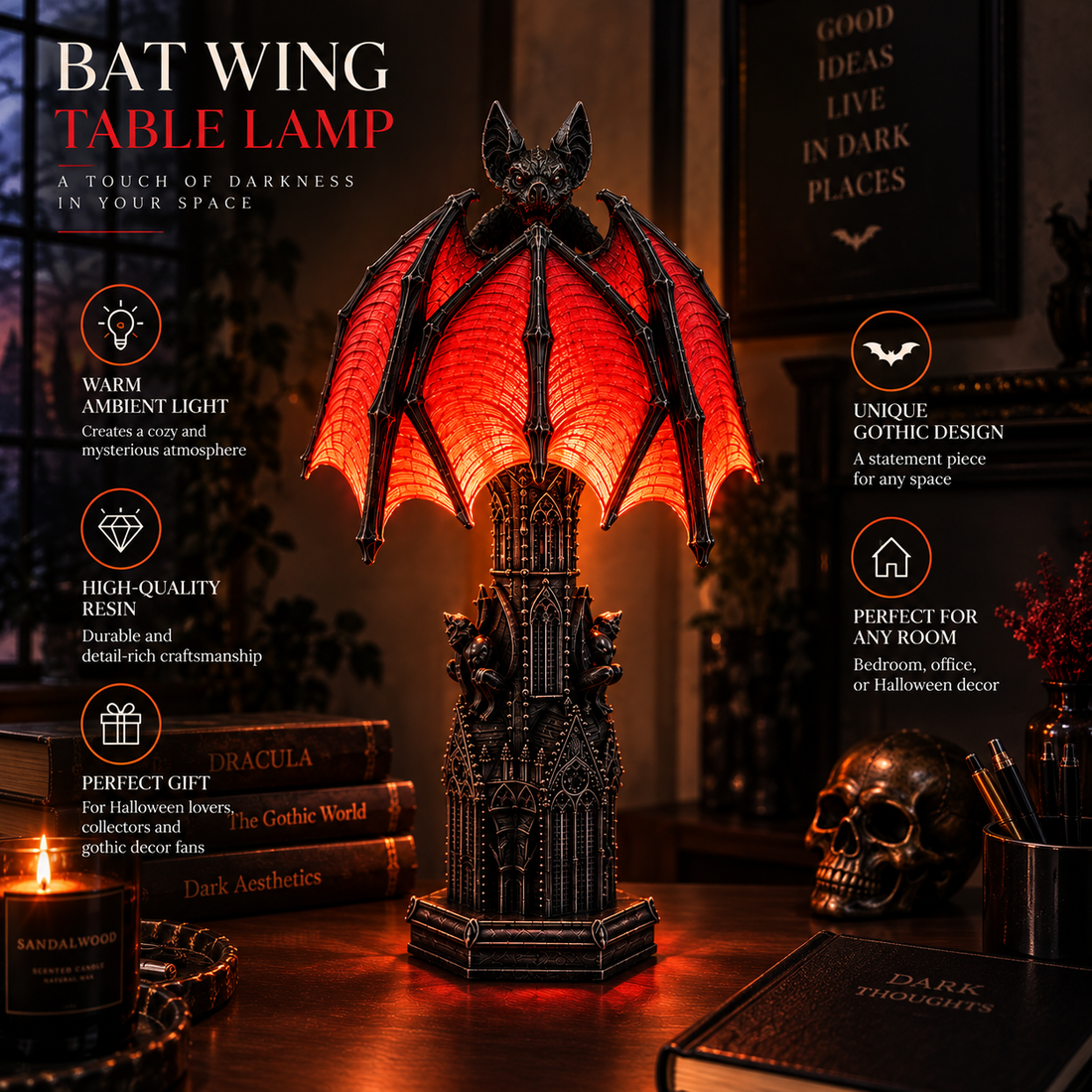 Bat Halloween Lamp By Linello